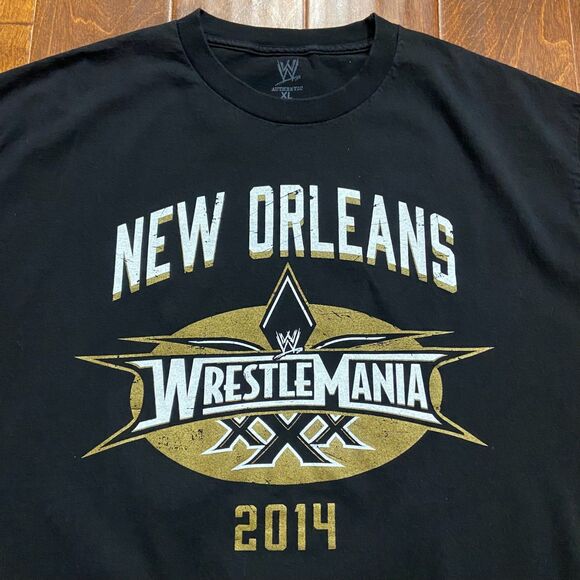 WWE Wrestlemania XXX 30 New Orleans 2014 Black Gold T-Shirt Men's Size XL - Picture 2 of 8